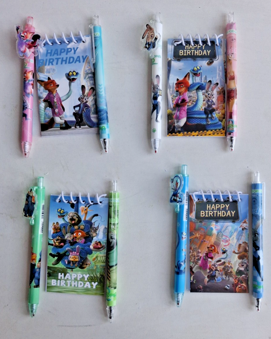 Zootopia 2 Mini "Happy Birthday" Notepad & Pen Stationery Sets –Choose Your Set!