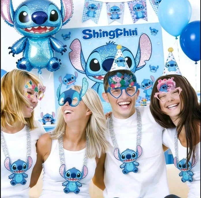 6pcs Disney Lilo & Stitch Paper Glasses Photo Booth Props Birthday Party Favors