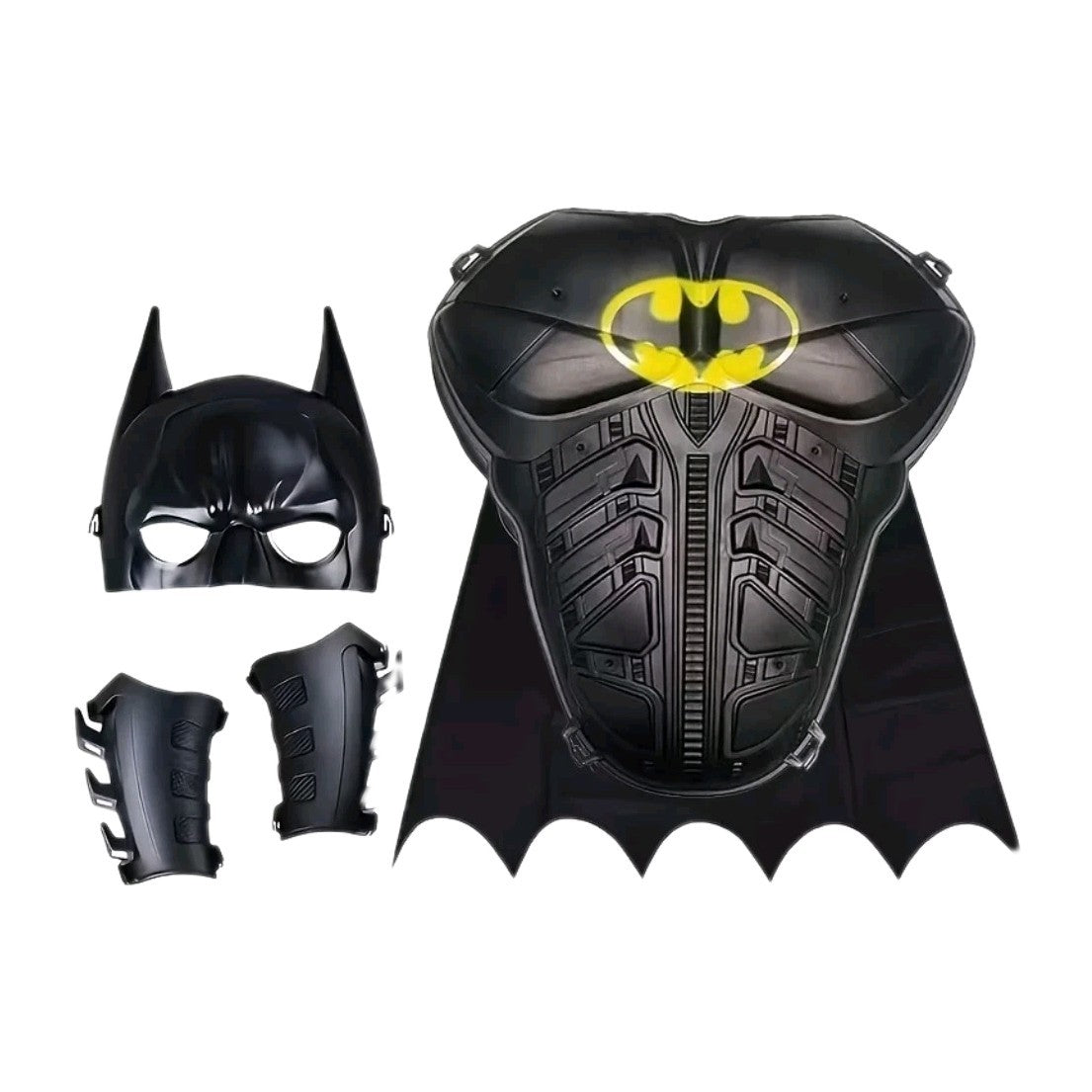 Childs 5Pcs Batman Dark Knight Dress Up Gear Chest Plate Mask Arm Guards Set