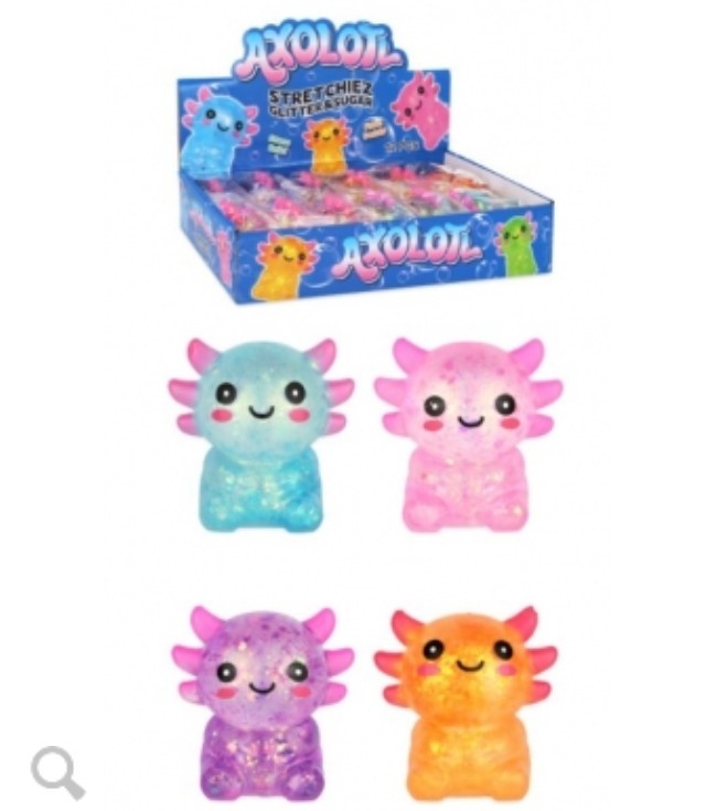 MINI SPARKLY AXOLOTL SQUEEZE ΤΟΥ WITH SUGAR/MALTOSE FILLING