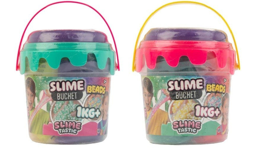 SlimeTastic 1KG+ Slime Beads Bucket – Giant Kids Sensory Toy Tub (Pre-Made)