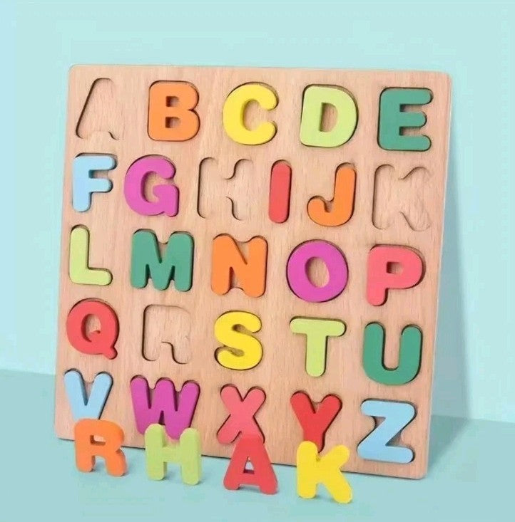 Bright & Colourful Wooden Alphabet Puzzle – Educational Preschool Matching Game