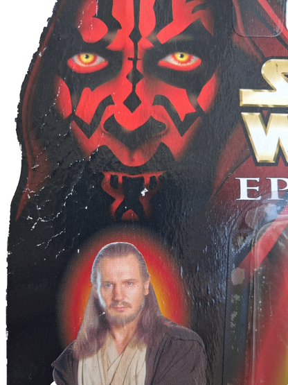 Vintage 1999 Hasbro Star Wars Episode 1 Qui-Gon Jinn CommTalk Chip Action Figure