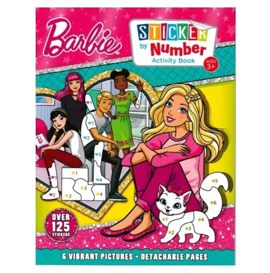 Barbie Sticker by Numbers Activity Book Reusable Stickers A4 Size 