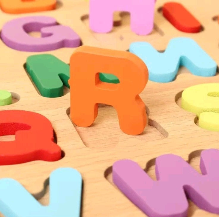 Bright & Colourful Wooden Alphabet Puzzle – Educational Preschool Matching Game