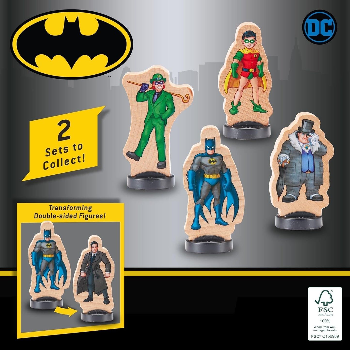  Batman Wooden Superheroes & Villains 4 Figure Set 1 SUPPLIED 