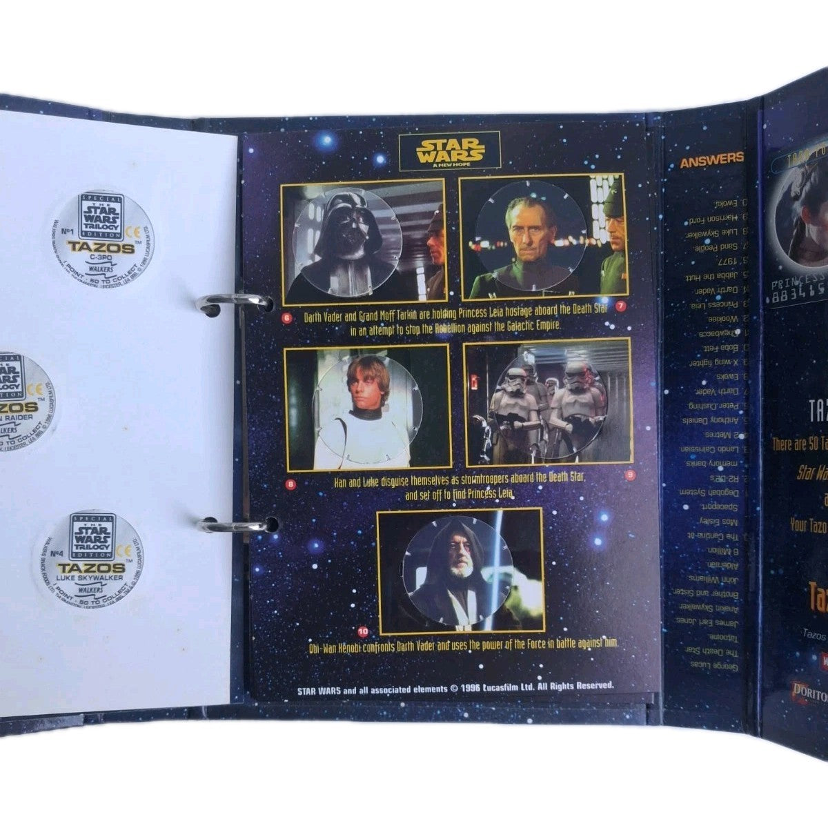 1996 Star Wars Trilogy Tazo Collectors Force Pack Walkers Complete Set Leia Card