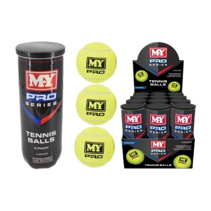 M.Y Grade A Tennis Ball In Pressurised Tube 3 PACK