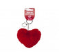 VALENTINE'S HEART KEYCHAIN - RED FAUX FUR POM POM - GIFT FOR HER OR HIM