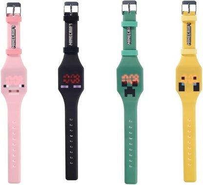 Children's Official Minecraft - Faces Silicone Digital Watch - pink - Pig Face