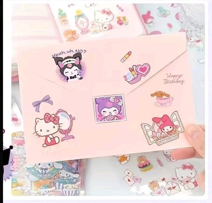Sanrio Sticker Gift Set 100 Sheets Kawaii Cute Scrapbooking Kuromi Cinnamoroll