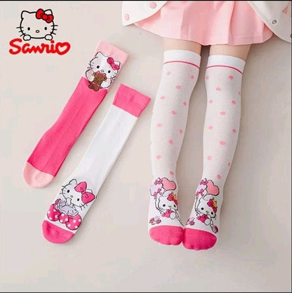 Cute Hello Kitty High Calf Party Socks for Girls 3-Pair Gift Set