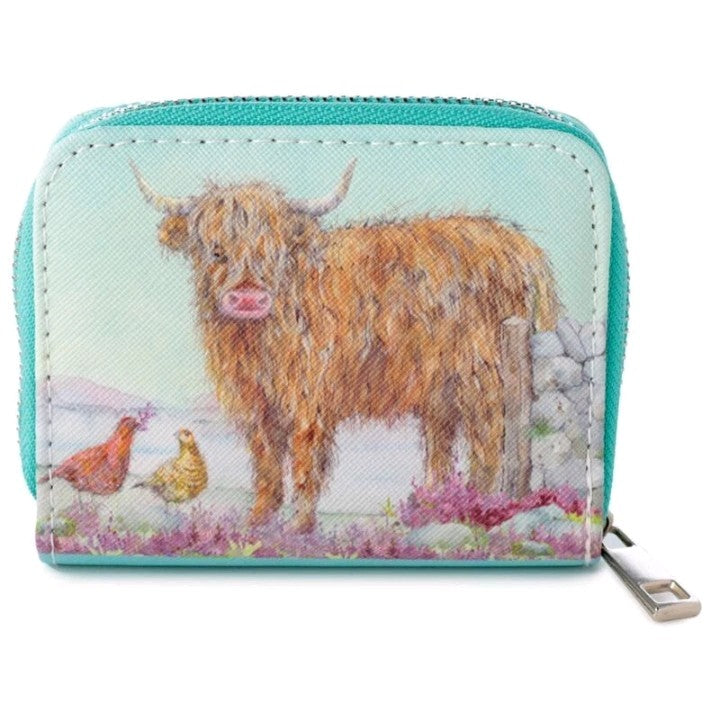 Highland Coo Cow Zip Around Small Ladies Wallet Coin Purse By Jan Pashley