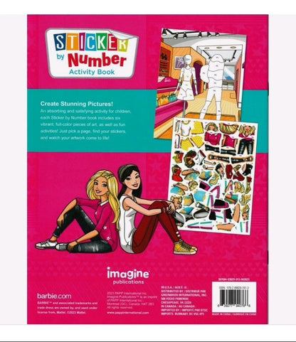 Barbie Sticker by Numbers Activity Book Reusable Stickers A4 Size 