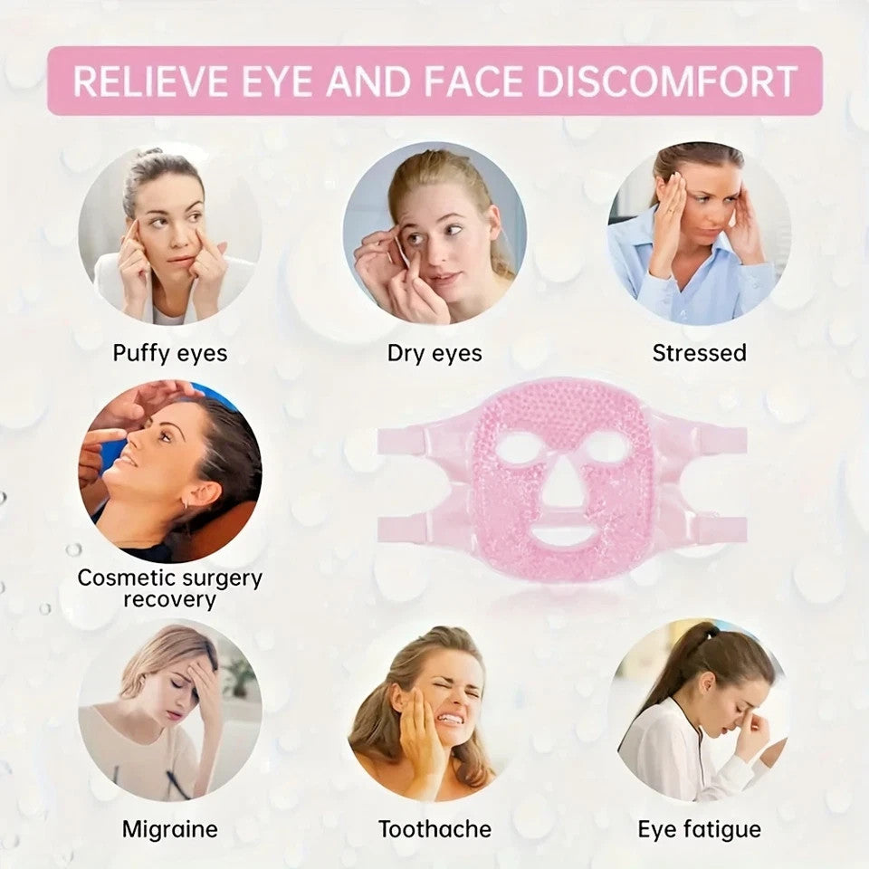 Cooling Gel Face Mask - Cold Pain Headaches- Stress Relief Muscle Relaxing Sleep
