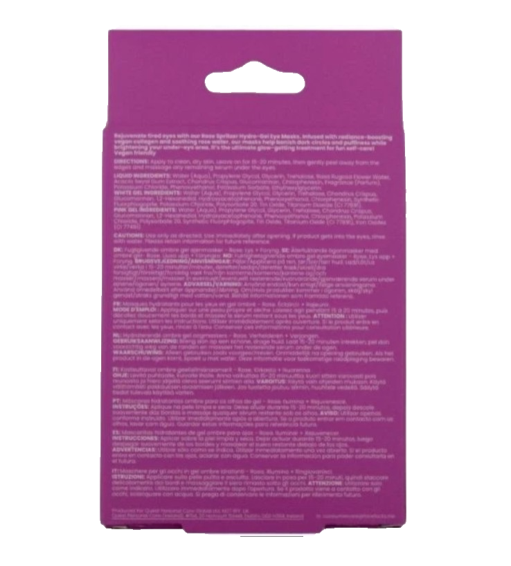 X1 Face Facts Rose Spritzer Hydro-Gel Eye Masks - 4 Pairs - Collagen Rose Water
