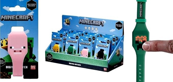 Children's Official Minecraft - Faces Silicone Digital Watch - pink - Pig Face