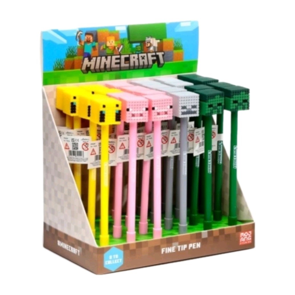 Set of 4 Official Minecraft Fine Tip Pens with Silicone Toppers