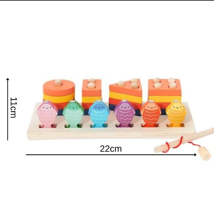 FIRST STEPS 2 IN 1 FISHING STACK AND SORT BOARD - LEARNING TOY 