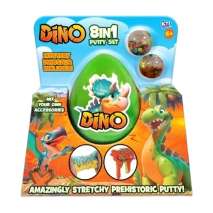 Kandy Toys Dino 8 In 1 Mix & Create Putty Set With Mystery Dinosaur