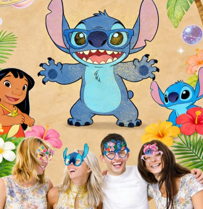 6pcs Disney Lilo & Stitch Paper Glasses Photo Booth Props Birthday Party Favors