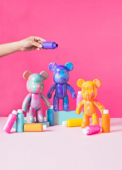 Design Paint Your Own Neon Pourz Bear Creative Marble Pouring Kit Neon Edition
