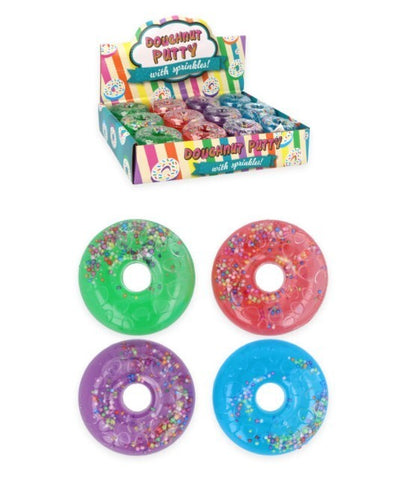 Squeezy Putty Donuts Set Of 4 Blue, Green, Pink, Purple. Size: 6cm x 2.4cm
