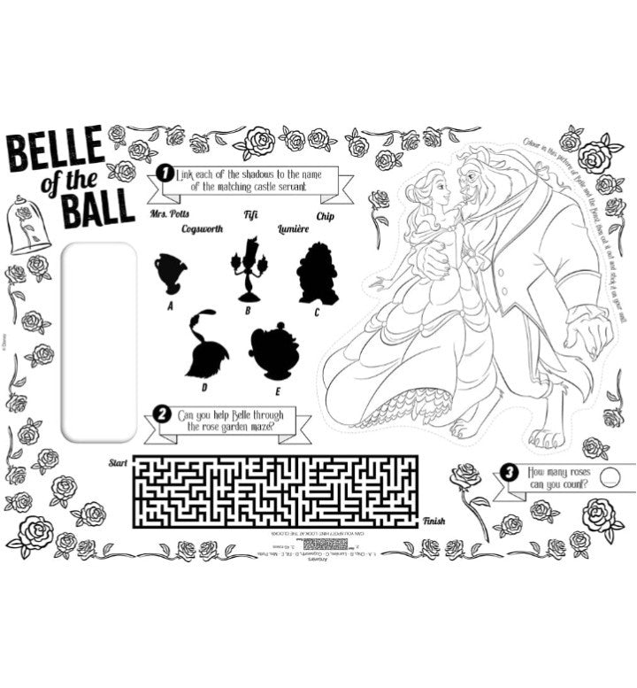 Disney Princess - Tear Off Activity Placemats - Bell - Jasmine - Tiana 