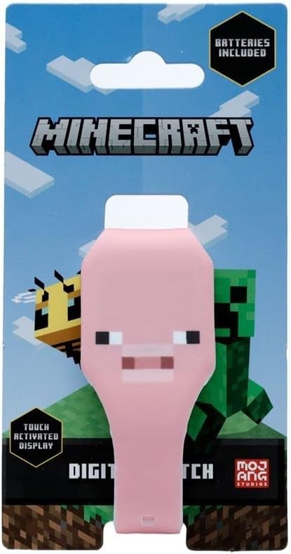 Children's Official Minecraft - Faces Silicone Digital Watch - pink - Pig Face