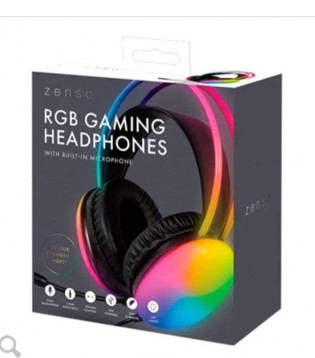 ZENSO RGB Gaming Headphones with Mic - Light Up - USB Wired Headset