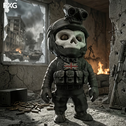 Chibi Ghost 3D Printed Figurine - Call of Duty Inspired Gaming Desk Miniature