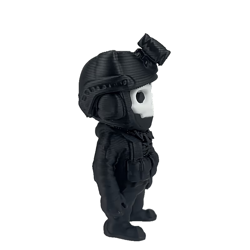 Chibi Ghost 3D Printed Figurine - Call of Duty Inspired Gaming Desk Miniature