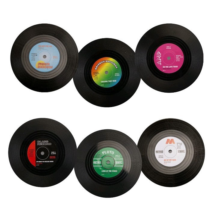 Man Cave Vinyl Coasters Pack of 6 Black Vinyl's