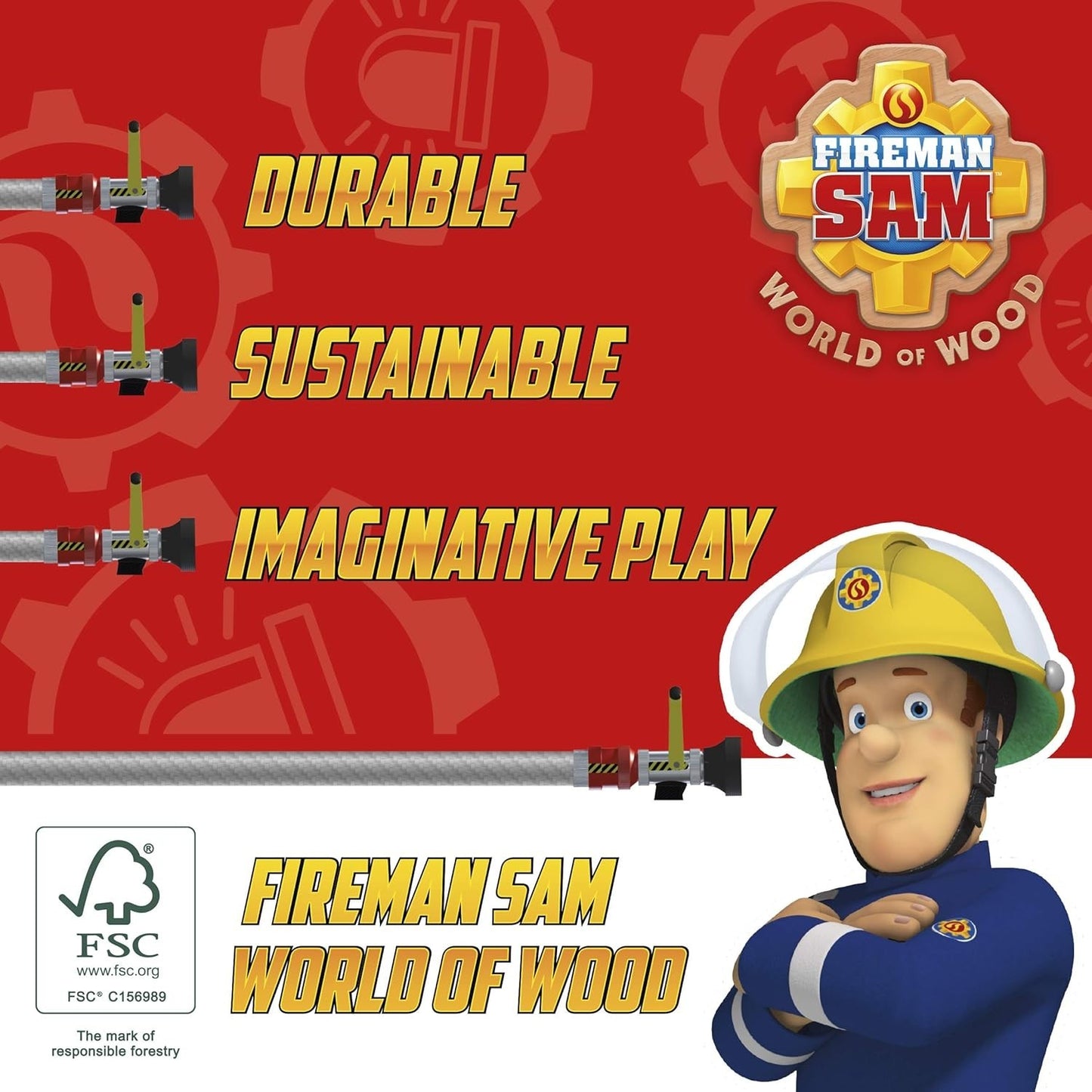 Wooden Fireman Sam Figure Pack Double Sided 4 Piece 
