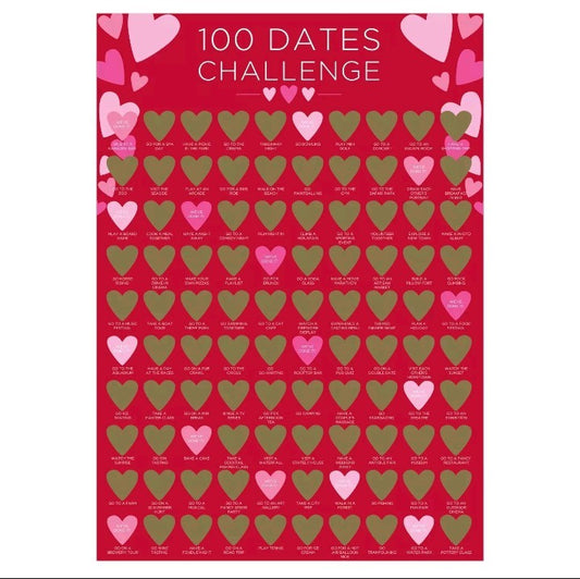 Valentine's 100 Dates Challenge Scratch Poster - Couples Challenge 