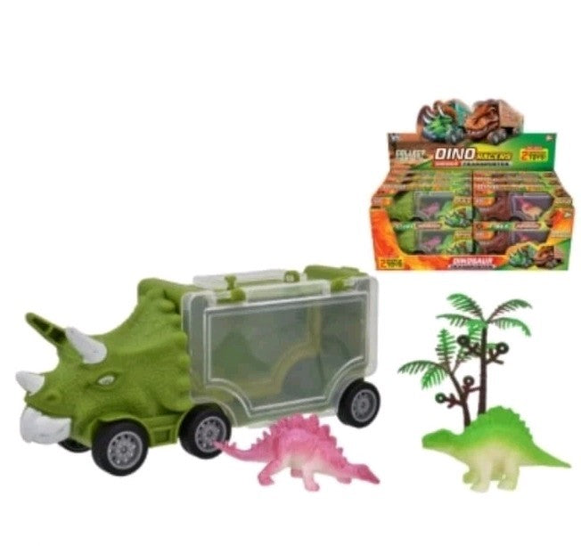 Kids Dinosaur Car Carrier Transport Truck Vehicle Playset with 2 Dinosaurs