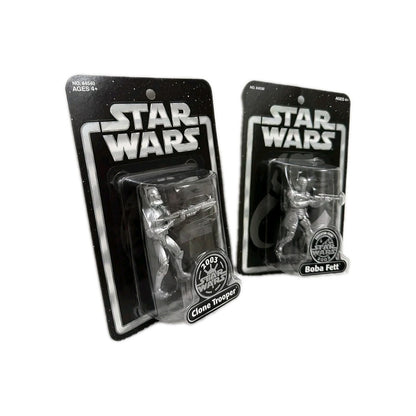 Star Wars Rare Silver Clone trooper + Boba Fett 6" Figure Bundle 2003 New Sealed
