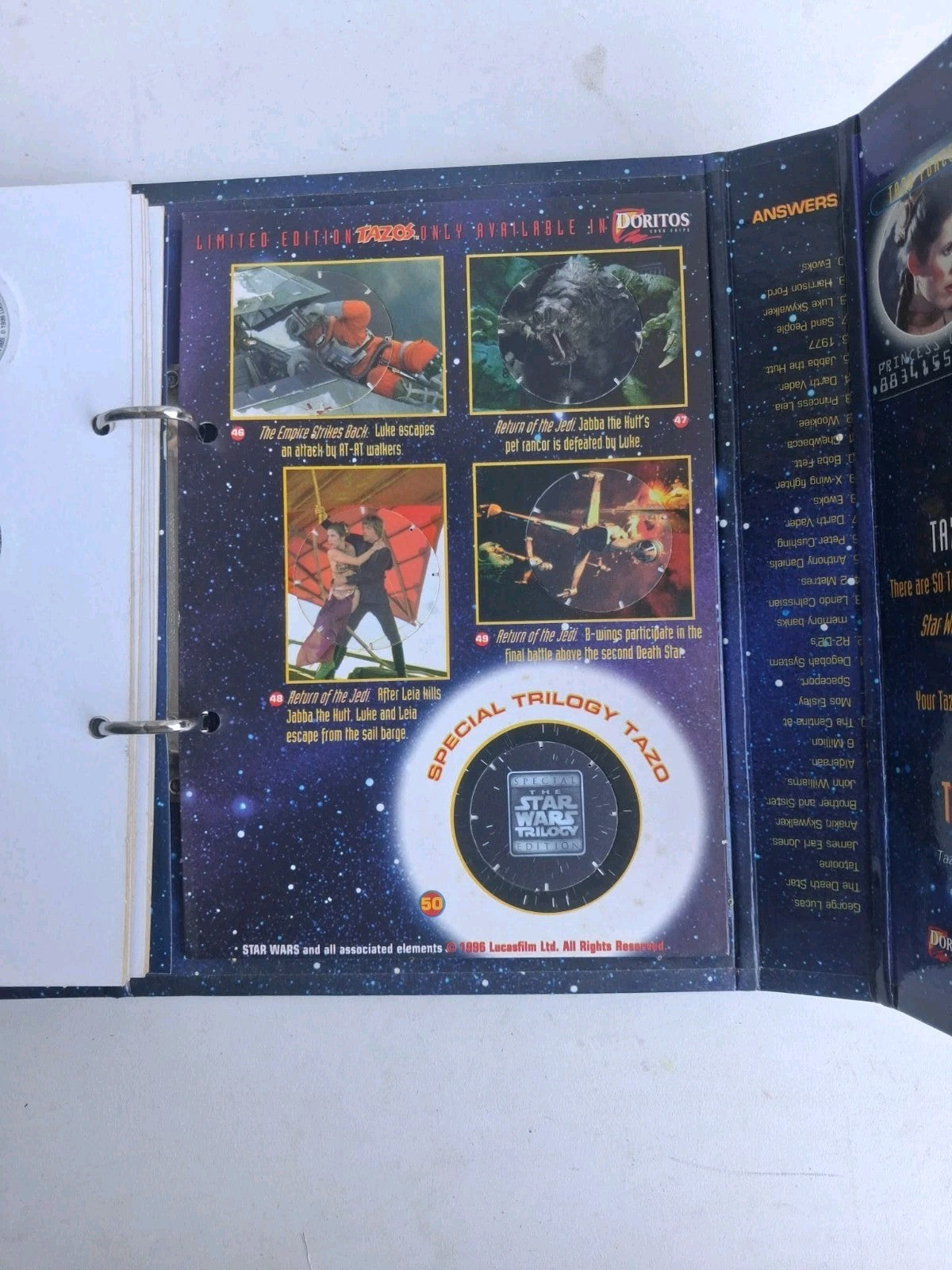1996 Star Wars Trilogy Tazo Collectors Force Pack Walkers Complete Set Leia Card