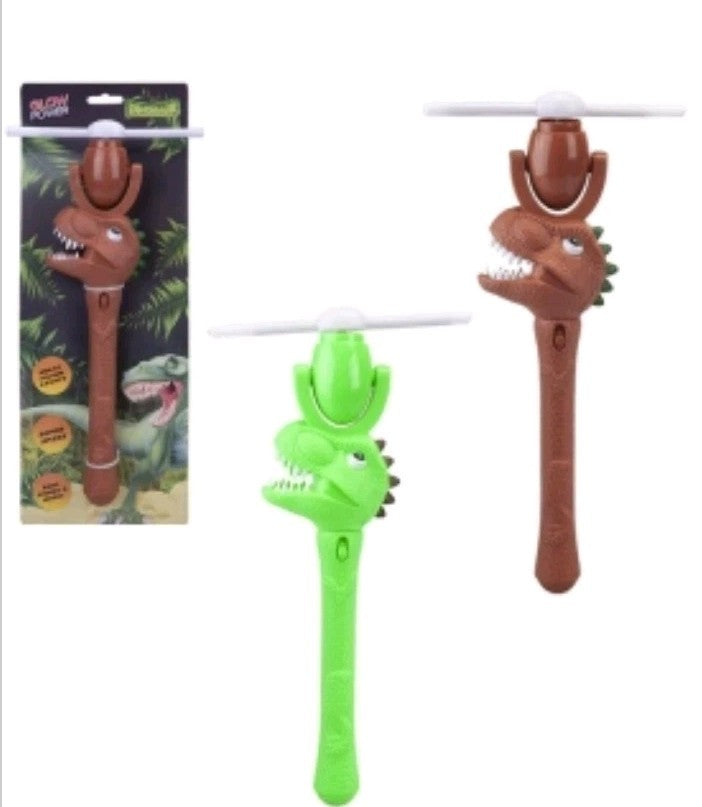 LED Light Up Dinosaur Windmill Wand Spinning Toy with Sound Effects Kids Gift