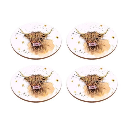 Jan Pashley Highland Coo ,Set Of 4 Coasters - Table Ware 
