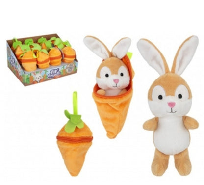 Easter 2-in-1 Reversible Bunny Rabbit in Zip Up Carrot Plush Soft Toy