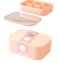 X1 Rectangle Mirror with Storage Box - 6 Compartment Pink Cosmetic Organiser