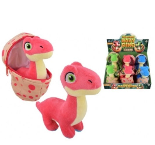 Plush Dino In Egg - Zip Pouch 15CM - Dinosaur Teddy Dino Red Plushie Toy