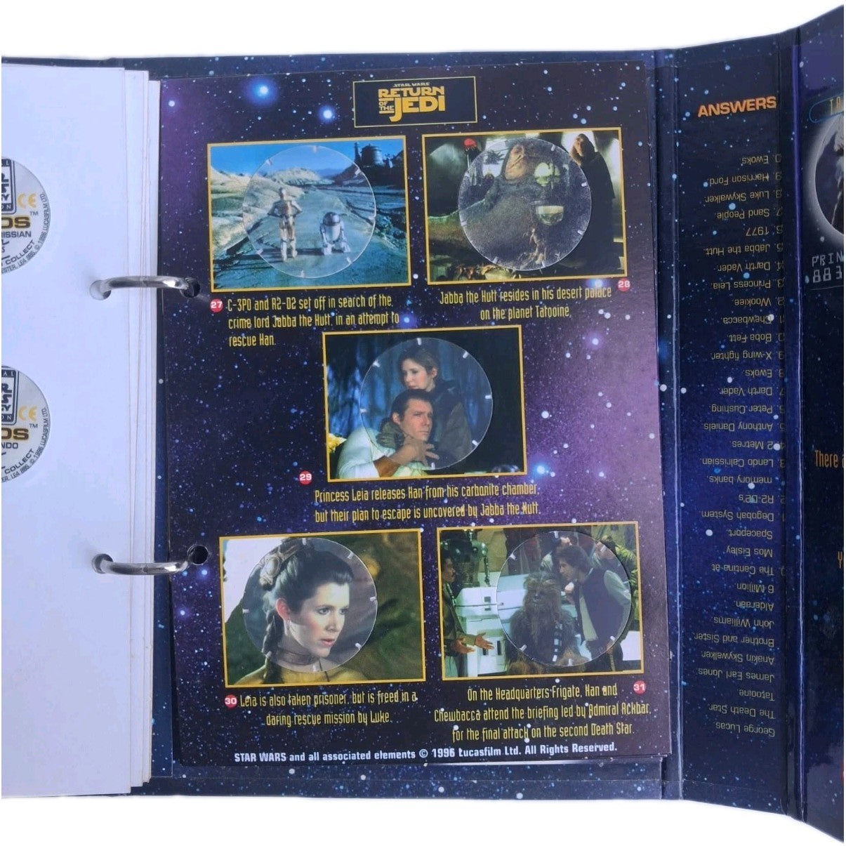 1996 Star Wars Trilogy Tazo Collectors Force Pack Walkers Complete Set Leia Card