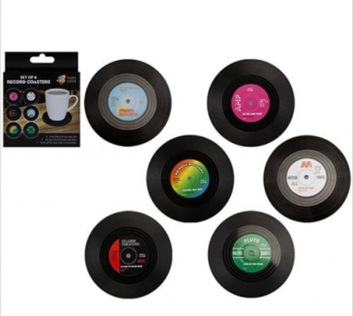 Man Cave Vinyl Coasters Pack of 6 Black Vinyl's