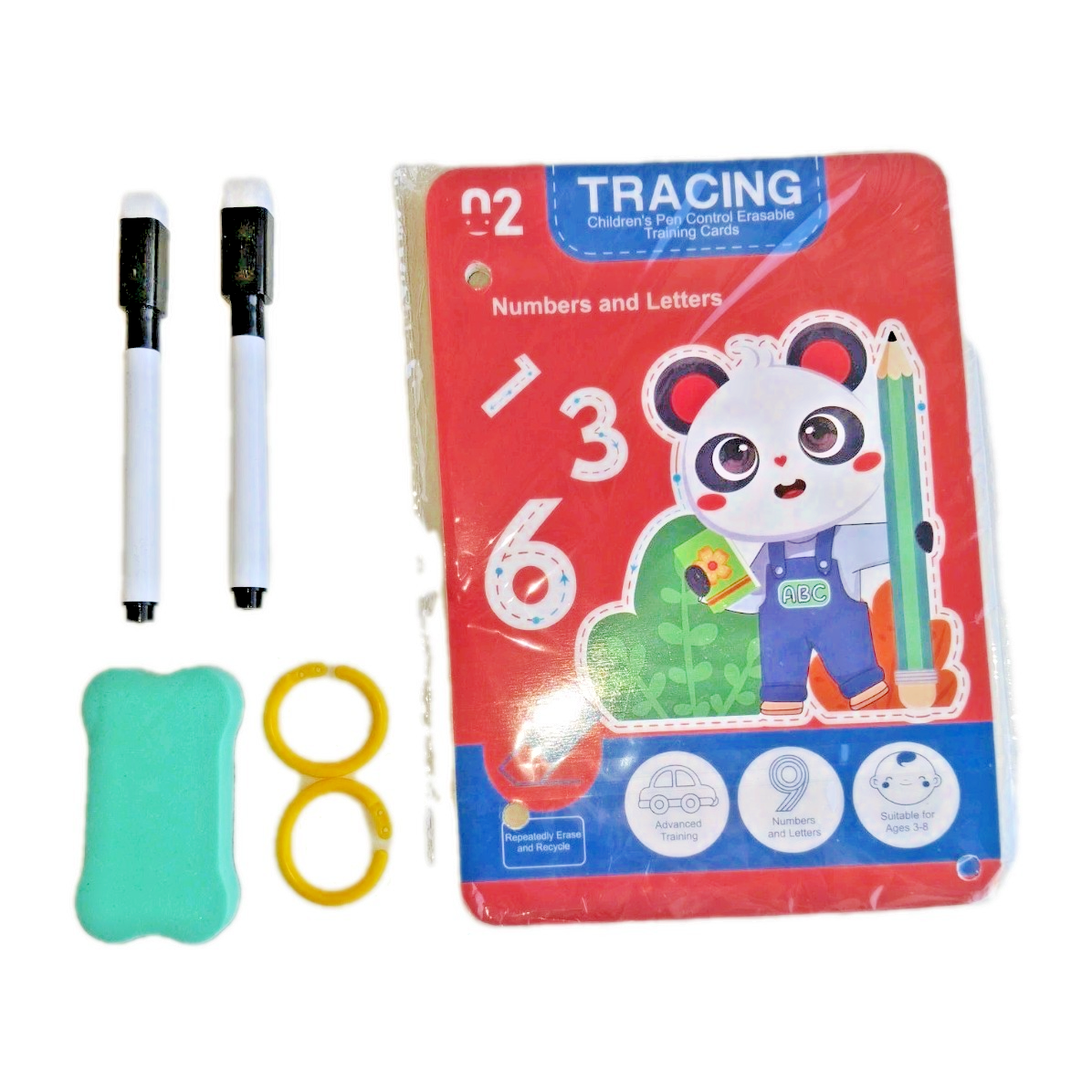 34-Page Children's Reusable Workbook Set with Erasable Pens – Early Learning & P