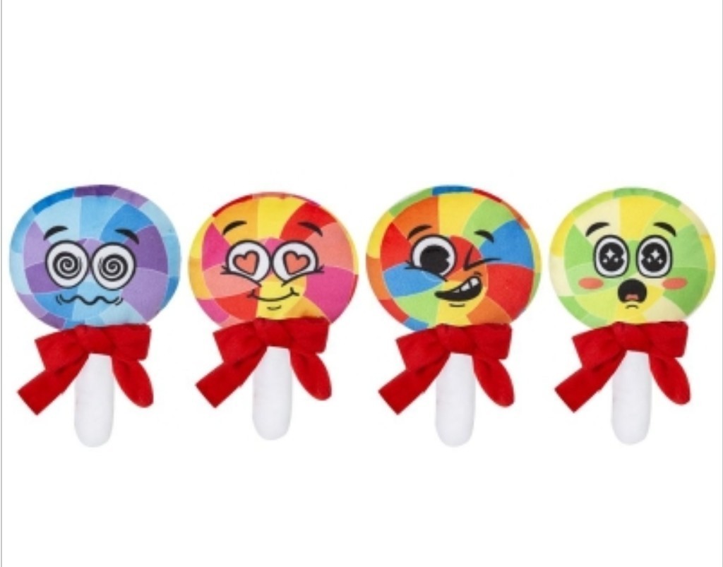 Whimsical Candy Land: Assorted Colorful Lollipop Plush Toys with Faces