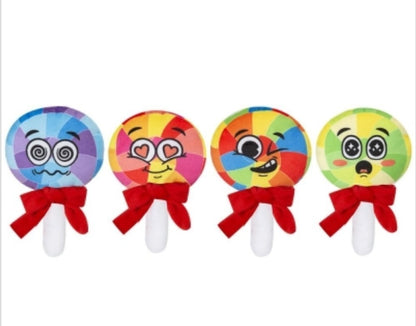 Whimsical Candy Land: Assorted Colorful Lollipop Plush Toys with Faces