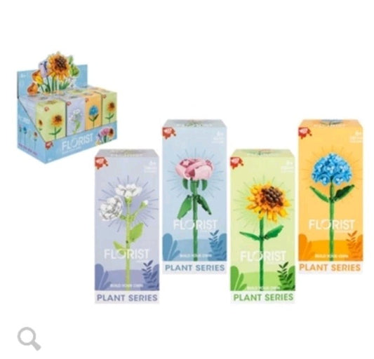 Flowers Building Blocks Kit Series One - 16cm - X4  Designs Included 