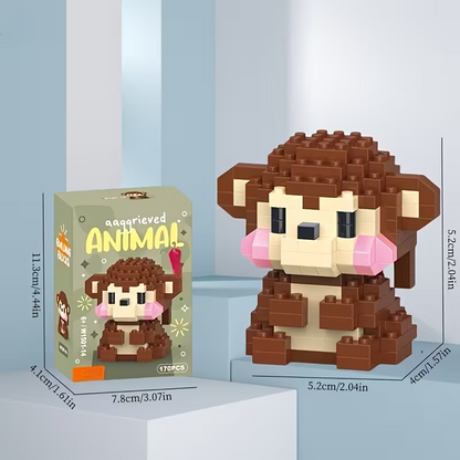 12-Piece Cute Mini Animal Building Blocks Set - Complete 3D Micro Bricks Collect